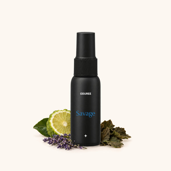 Oduree Savage autoparfum spray 30 ml met geurnoten