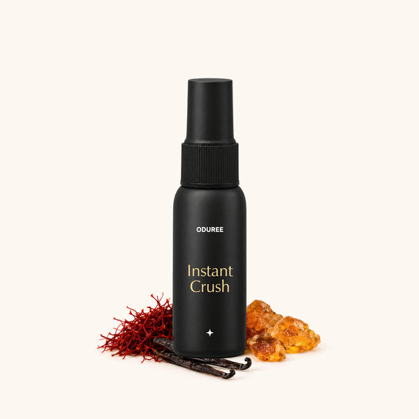 Oduree Autoparfum Spray To-Go Instant Crush met geurnoten saffraan, amber en vanille