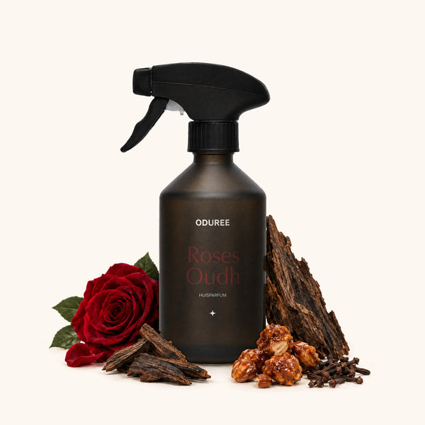 Oduree Huisparfum 250 ML Roses Oudh met de geurnoten roos, oud, praline en kruidnagel